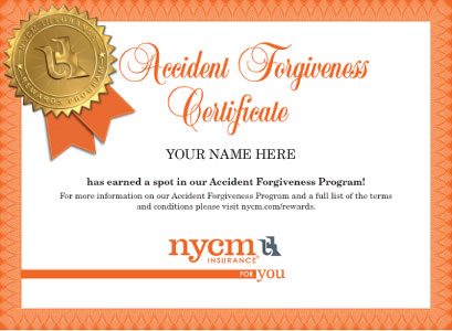 Accident Forgiveness Rewards Certificate