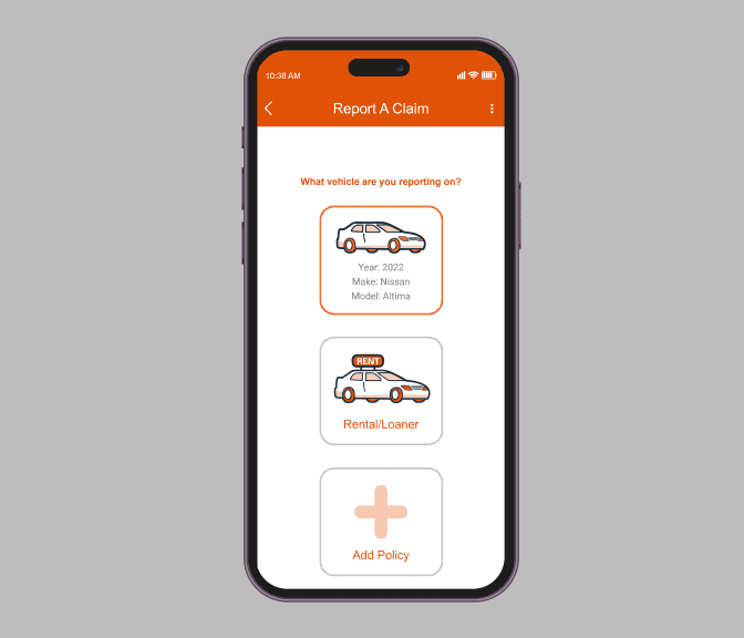 Mobile phone graphic with NYCM Insurance's Report a Claim website on screen.