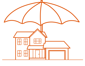 An umbrella protecting a home