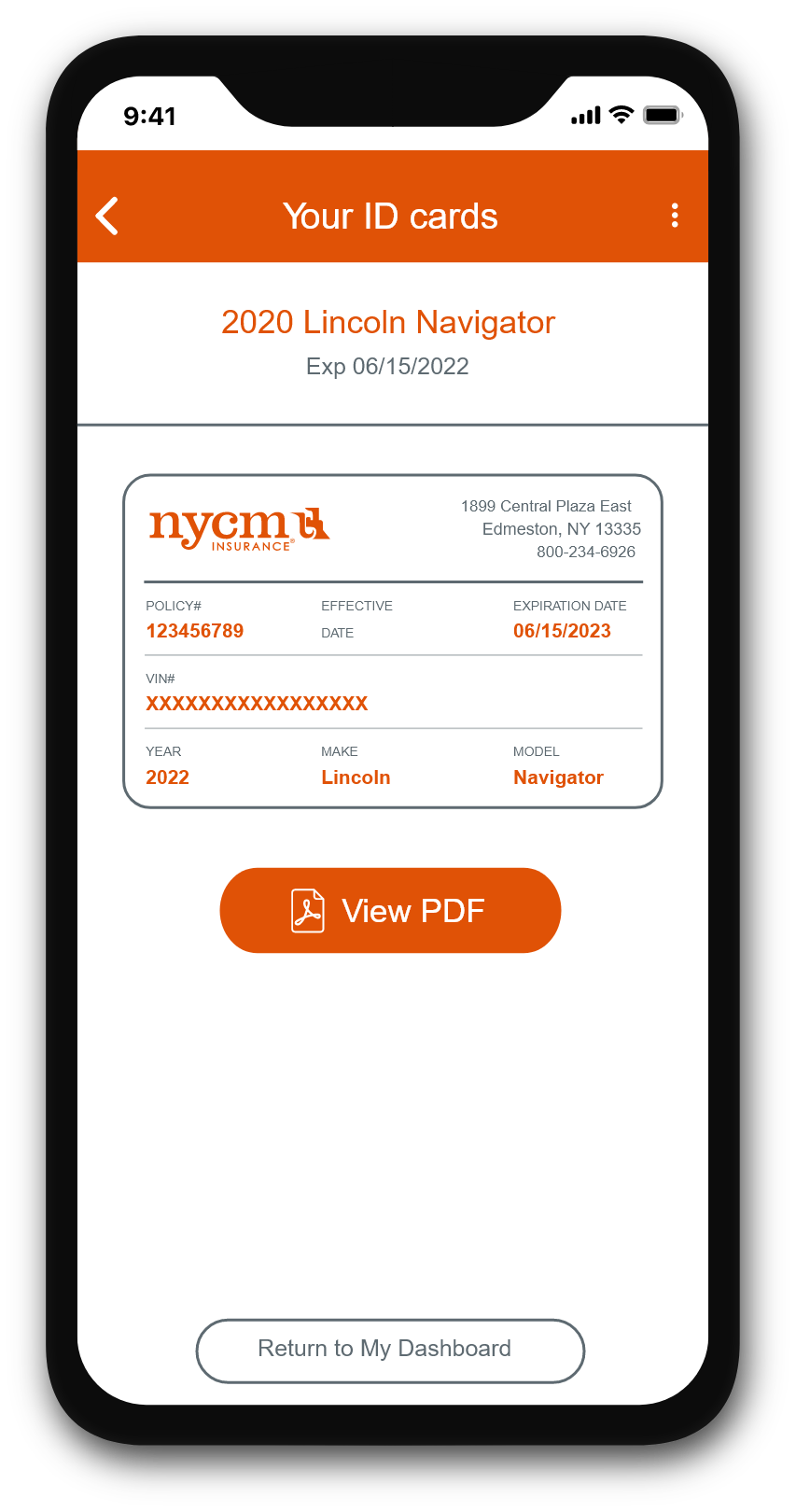 Image of app displaying an insurance ID card