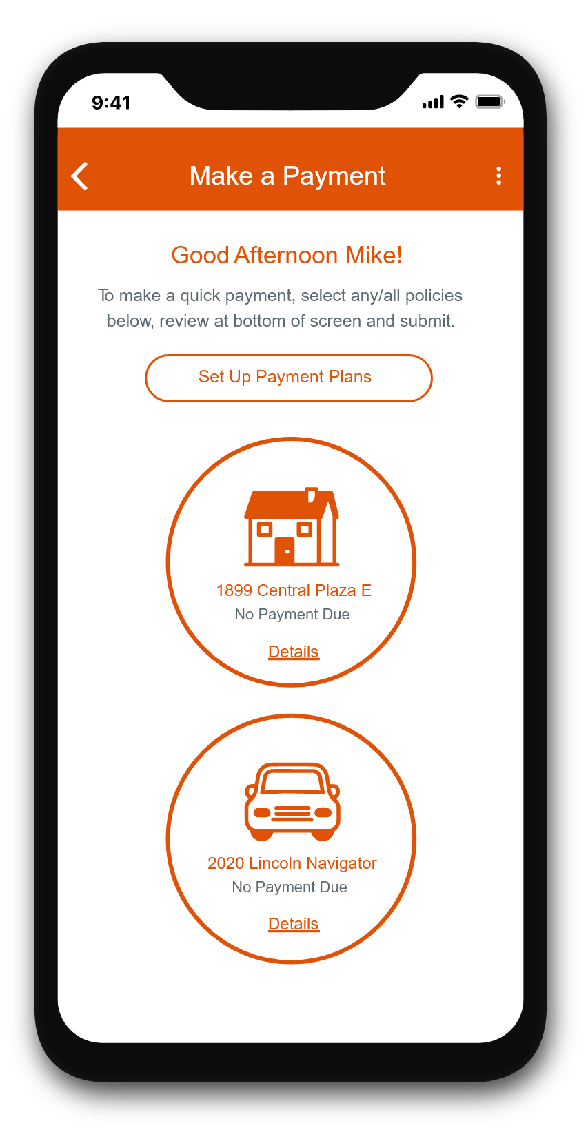 Image of app displaying make a payment screen